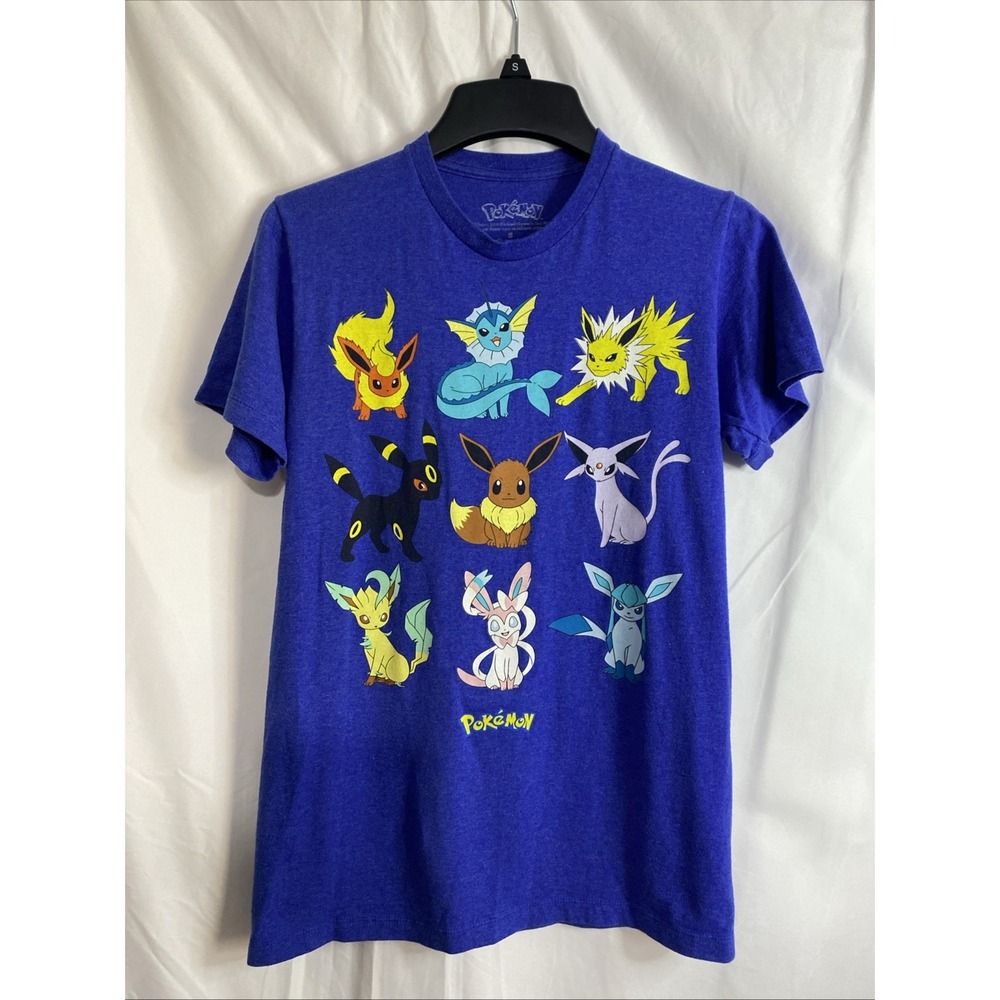 Pokemon Eevee Evolutions T-Shirt Unisex Small Blue Excellent Graphic‎ Tee Shirt